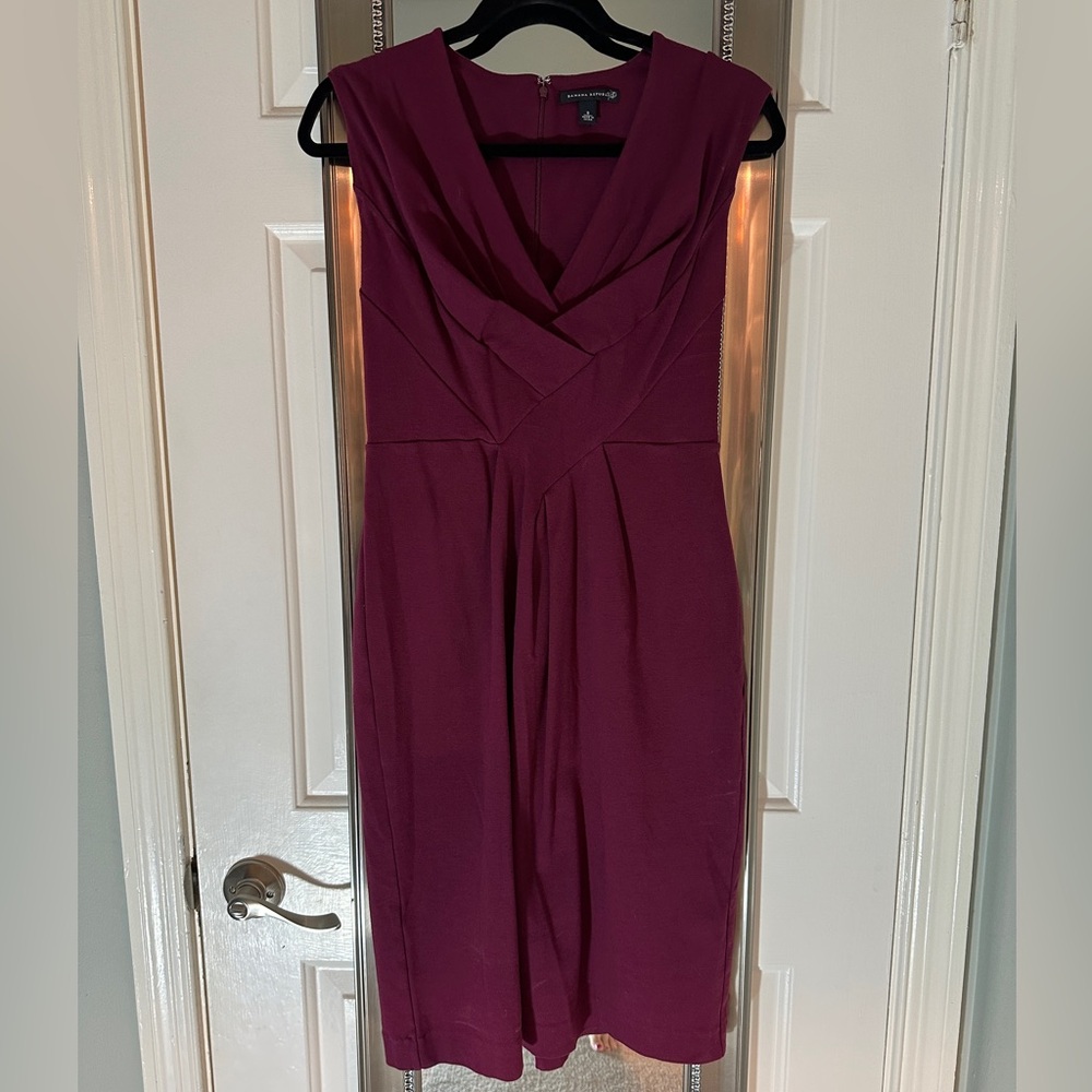 Banana Republic Magenta Pleated-Bodice Bodycon Dress